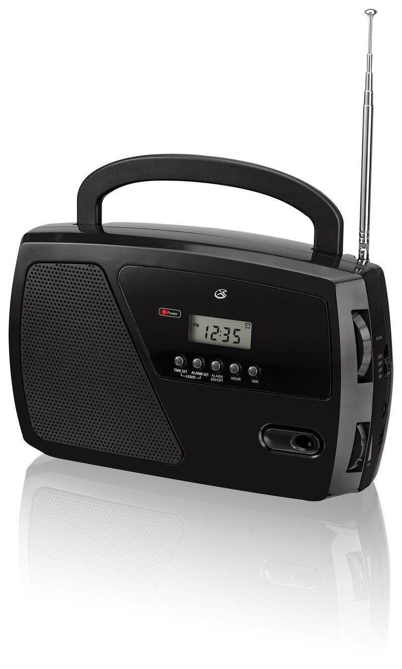 GPX R633B Portable Shortwave AM/FM Clock Radio (Black) - Image 1